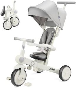 JMMD Baby Tricycle, 7-in-1 Multifunctional Kids Trike with Adjustable Parent Handle, Safety Harness & Wheel Brakes, Removable Canopy, Stroll Trike for Boys & Girls Ages 18 Months-5 Years, Gray