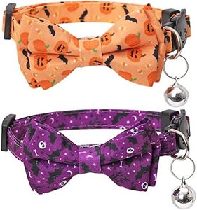 Halloween Cat Collar Breakaway with Cute Bow Tie and Bell for Kitty Adjustable Safety