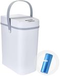 desired tools Touchless Automatic 2.6 Gallon Trash Can with Lid and Convenient Handle - Waterproof Motion Sensor Garbage Bin for Bathroom, Kitchen, Office - 10L Gallon Capacity Sleek Design - White