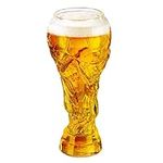 World Cup Beer Glass Football Trophy Shape Beer Glasses, 450 ml Creative Football Mugs, Funny Beer Glasses Soccer Ball Beer Glasses for Men Father Husband Boyfriend(Transparent)