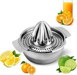 iDopick Citrus Juicer Stainless Steel, Manual Hand Citrus Juicer Squeezer for Orange, Lemon, Grapefruit, Lime Lemon & Fruit Juices,Dishwasher Safe,Silver(13OZ)