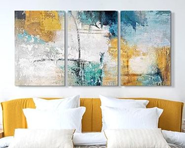 RAMEER Living Room Wall Decor Abstract Wall Art Large Paintings for Wall Decorations Teal Blue Gray Brown Modern Dining Room Canvas Art Bedroom Pictures Office Decoration for Wall 28x60in