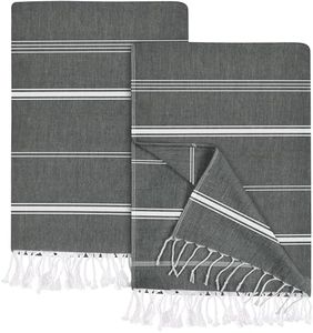 Utopia Towels Turkish Beach Towel - 40 x 72 Inches - Pack of 2-100% Cotton - Prewashed for Soft Feel - Quick-Dry Oversized Beach Towels (Grey)