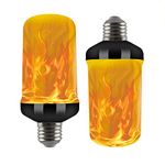 Bolanwich, Green Led Flame Effect Light Bulb,Flame Candle Light Flame Light Atmosphere Four Modes Decoration Light Bulb for Halloween Christmas bar Restaurant (Warm Light, E26 bas,2 Pack)