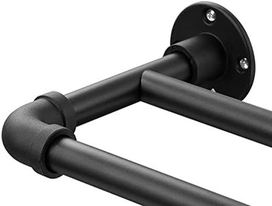 Keplrend Double Curtain Rods for Windows 66 to 120 Inch - 1 Heavy Duty Industrial Adjustable Wrap Around Blackout Rods, Matte Black