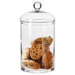 Krosno Large Glass Storage Cookie Biscuit Jar with Lid | 2.7 l | Glamour Collection | 310 mm High & 150 mm Diameter | Big Glass Sweet Jars, Dog Treat Food Storage | Sweet Jars for Candy Buffet