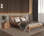 Krok Wood Sofia Solid Wood Bed in Beech - Sturdy Natural Solid Wooden Bed Frame - Bed Slats Included - (Double) 135 x 190 cm