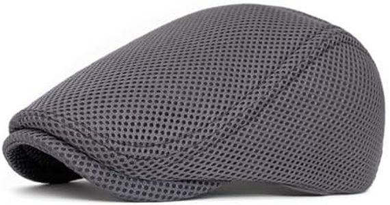 meioro Men's Mesh Flat Cap Summer Breathable Newsboy Hats Beret Ivy Cap Gatsby Irish Cabbie Driving Hat Full Head Wrap Scally Cap Dark Grey