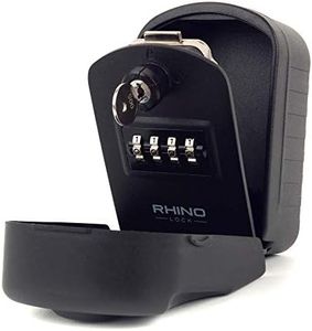 Rhino Lock Secure Pro - Combination Key Safe Wall Mounted - Lock Box/Key Box- Large Internal Storage for Keys with 4 Digit Lock, Emergency Key Access & Patented Code Recovery System #UKBrand (Black)