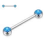 hengkaixuan 14G Nipple Barbell G23 Titanium Nipple Jewellery Nipple Piercing Nipple Rings Threaded Blue Opal Nipple Rings Nipple Bars Nipple Barbells Nipple Body Piercing Jewellery for Women 14mm