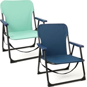TIENDA EURASIA Lot de 2 chaises de plage pliables légères et résistantes avec poignée de transport Bleu et turquoise 54 x 54 x 25/63 cm Poids maximum 110 kg