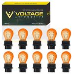 Voltage Automotive (10 Pack) 3157A 3157NA 3157 Amber Automotive Brake Light Turn Signal Side Marker Light Bulb Standard Replacement