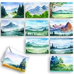 Wright Home & Gift Watercolor Landscapes All-Occasion Blank Note Greeting Cards | 10 Pack Assortment Bulk Variety Set + 10 Envelopes (4x6)