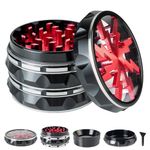 Transparent lid Black Red Aluminium Alloy Herb Grinder2.5" - 4 Piece Grinder Royal Vintage Metal Grinder - Gift Grinder