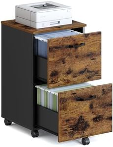 VASAGLE 2-Drawer File Cabinet, Filing Cabinet for Home Office, Small Rolling File Cabinet, Printer Stand, for A4, Letter-Size Files, Hanging File Folders, Industrial, Rustic Brown and Black UOFC040B01