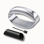 CLOVE Premium 18/8 Stainless Steel Garlic Crusher 100% Anti-Rust Solid Metal Garlic Press Rocker Dishwasher Safe with Silicone Garlic Peeler, Easy-to-Clean Ring Grater Mincer Chopper