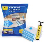 MOMITTLE®-5 Large Vacuum Bags for Travel with Hand Pump - Airtight, Reusable Space Saver Compression Storage Bags for Packing, Vaccine Sealer Bags with Ziplock for Comforters Blanket Jeans