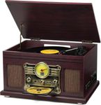 FEKTIK Bluetooth Record Player 10 in 1,FEKTIK 3-Speed Turntable for Vinyl with Speakers, LP to MP3 Converter, CD, Cassette Player, FM Radio, Wireless Streaming | Coffee