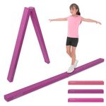 240CM/270CM Folding Gymnastics Balance Beam, Kids Training Beam, Faux Suede, Anti-Slip Base, Gymnastics Training Balance Beam for Home Gym Training Exercise Sports (240cm,purple)