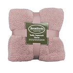 Brentfords Teddy Fleece Blanket Large Throw Over Bed Plush Super Soft Warm Sofa Bedspread, Blush Pink - 125 x 150 cm