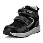 Toddlers Orthopedic Shoes,Casual High Top Sneakers with Arch and Ankle Support,Non-Slip Soles,Improve Children' Flat Feet and Foot Valgus/varus Black