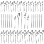 60-Piece Silverware Set, Funnydin Stainless Steel Silverware Set for 12, Flatware Cutlery Set Include Knife/Fork/Spoon, Forks and Spoons Silverware Set for Home Kitchen Restaurant, Dishwasher Safe