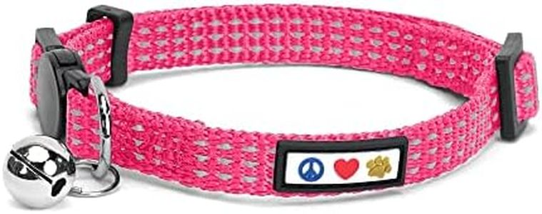 Pawtitas Reflective Cat Collar with Safety Buckle and Removable Bell Cat Collar Kitten Collar Pink Cat Collar
