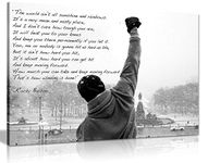 Panther Print, Canvas Wall Art, Quality Rocky Picture Prints for Walls, Framed Art, Gym Decor, Inspirational Quotes & Motivational Art Print, Rocky Hope Quote, Print for Special Occasions (18x12 Inch)