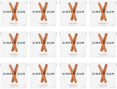 Simply Gum | Cinnamon | Plant- Based Chewing Gum | Pack of 12 (180 Pieces Total) | Synthetic Free + Aspartame Free + non GMO
