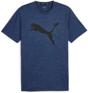 PUMA Men's Train FAV Heather Cat Tee, Club Navy Heather, L