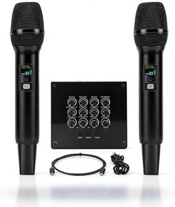 LICAEVEY Wireless Microphone Karaoke Mixer System, Dual Handheld Wireless Microphone with Integrated Equalizer for Sound Card Speaker Instrument Amplifier