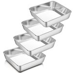 P&P CHEF 8 Inch Square Baking Pan Set of 4, Square Cake Pans, Stainless Steel Deep Bakeware for Lasagna Bread Brownie, 8”×8”×2”, Leakproof & Heavy Duty, Easy Release & Dishwasher Safe