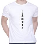 CreativiT Graphic Printed T-Shirt for Unisex Moon Tshirt | Casual Half Sleeve Round Neck T-Shirt | 100% Cotton | D00467-35_White_Medium