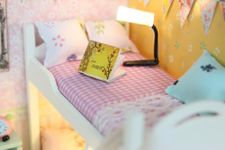 BuildDollHouse Doll House Bed Room, Ideal for Children and Dollhouse Enthusiasts – Long-Lasting and Timeless Elegance for Creative Play and Display_15x8x5 cm Multicolor