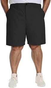 PULI Men's Big & Tall Golf Shorts Stretch 10 Inch Inseam Waterproof Hiking Lightweight Qiuck Dry Black 52