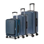 Assembly Polycarbonate Luggage Set of 3 - Check in (75 cms, 65 cms) & Cabin (55 cms) Hardsided Trolley Bags for Travel | Packing Organiser Set | USB Charging Port - Stark Pro