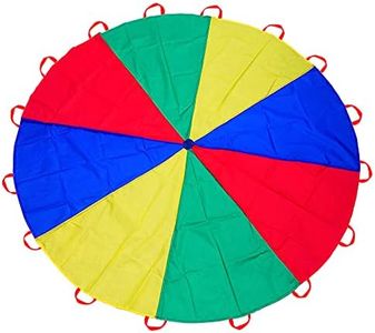 AMYESE 10ft Rainbow Parachute with 16 Handles for Kids Outdoor Party Games, Team Building Play Parachute Group Cooperative Team Game Toys, Family Get-Together Entertainment