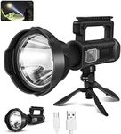 Chanarily Rechargeable Spotlight Flashlight 100000 Lumens with Tripod IPX5 Waterproof Handheld Spotlight 4 Modes Search Light for Camping, Fishing, Hunting, Hiking, Emergency&Other Outdoor Activities