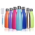 BOGI 17oz Insulated Water Bottle Double Wall Vacuum Stainless Steel Bottle Leak Proof keeps Hot and Cold Drinks for Outdoor Sports Camping Hiking Cycling, Comes with a Cleaning Brush Gift (D blue)