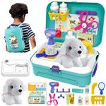 HERSITY Vet Toy Pet Care Kit Role Play Set Grooming Feeding Dog Games Backpack Toys for Kids 3 4 5 Years Old Girls Boys