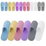 MSYU 12 Pairs Disposable Slippers, Washable Disposable Home Slippers Spa Hotel Slippers Reusable Home Slippers for Family Spa Guests Hotels(6 color)
