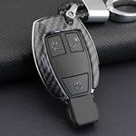 Qirc ABS Carbon Fiber Car Key Case for Mercedes-Benz A B C Class GLA GLC GLK GLS Protector Car Key Fob Car Accessory Decoration (with Buckle)