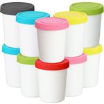 Gandeer 12 Pieces Mini Ice Cream Containers 6 Ounces Freezer Storage Tubs with Silicone Lids Easy Stacking Reusable for Homemade Ice Cream Sorbet Gelato Food Freezer Storage (mixed Color)
