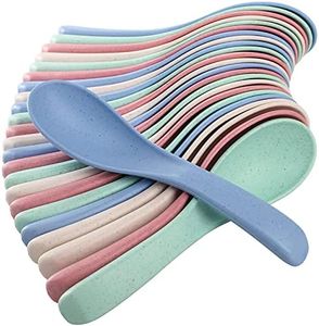 WUWEOT 24 Pack Wheat Straw Soup Spoons, 6 Inches Colourful Unbreakable Meal Spoon, Cereal Dinner Spoon, Microwave Dishwasher Safe