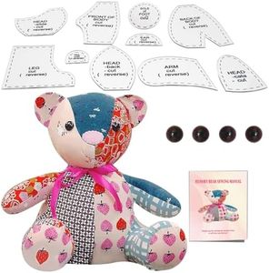 15 Inch Fosdonge Acrylic Memory Bear Template Ruler Set with Detailed Instructions, Sewing Patterns for Beginners, Teddy Bear Quilting templates (Sitting Height 9in)