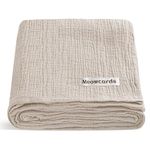 Muslin Swaddle Blankets for Baby, Unisex Baby Boys Girls Essentials, Large 47 x 47 inches, Boho Style Receiving Blankets Newborn Registry Must Haves (Beige)