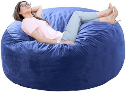 WhatsBedding Memory Foam Filled Bean Bag Chair for Adults with Removable & Machine Washable Durable Luxurious Velvet Cover,Large 4 ft, Blue, Solid