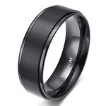 TIGRADE 4mm 6mm 8mm Black Titanium Rings Wedding Band Matte Comfort Fit for Men Women (Black 8mm,Size 10.5)