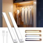 Annmiir Under Cabinet Lighting, Motion Sensor Closet Lights, Wireless USB Rechargeable Led Light Bars, Sensor Night Lights for Drawers, Wardrobe, Stair, Kitchen (2)