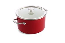 KitchenAid Steel Core Enamel 24 cm/6 Litre Casserole with Lid, German Engineered Enamel, Induction, Oven Safe, Empire Red